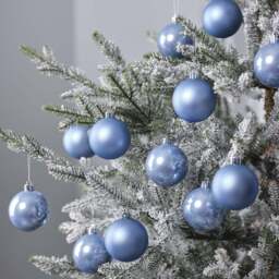 Set of 12 Sky Blue Christmas Baubles - thumbnail 1