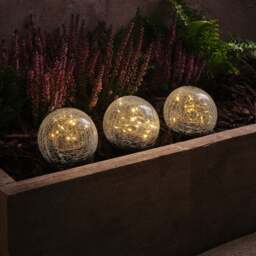 Set of 3 Crackle Glass Solar Stake Lights - thumbnail 1