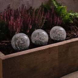 Set of 3 Crackle Glass Solar Stake Lights - thumbnail 2