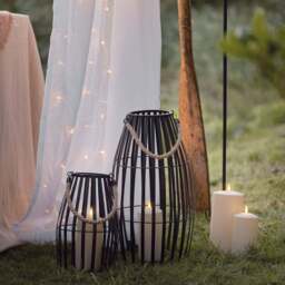 Canberra Slatted Garden Lantern Duo with TruGlow® Candles - thumbnail 1