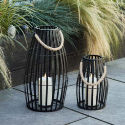 Canberra Slatted Garden Lantern Duo with TruGlow® Candles - thumbnail 2