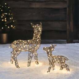 45cm Mini Studley Doe & Fawn LED Light Up Reindeer Duo - thumbnail 1
