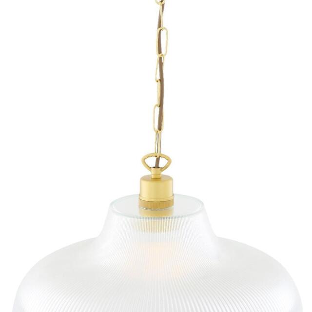 London Prismatic 40cm Railway Glass Pendant Light, Satin Brass / 100cm