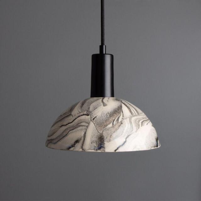 Kauri Ceramic Dome Pendant - Marbled - Mullan Lighting, 300cm
