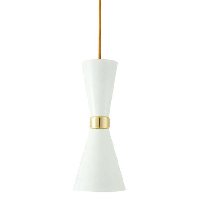 Cairo Contemporary Pendant Light - White & Brass, 300cm