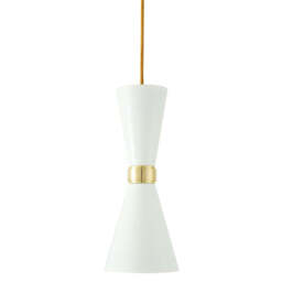 Cairo Contemporary Pendant Light - White & Brass, 300cm