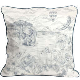 Lyons Den Elephant Lake Cushion - Victoria Sanders, Baby Blue