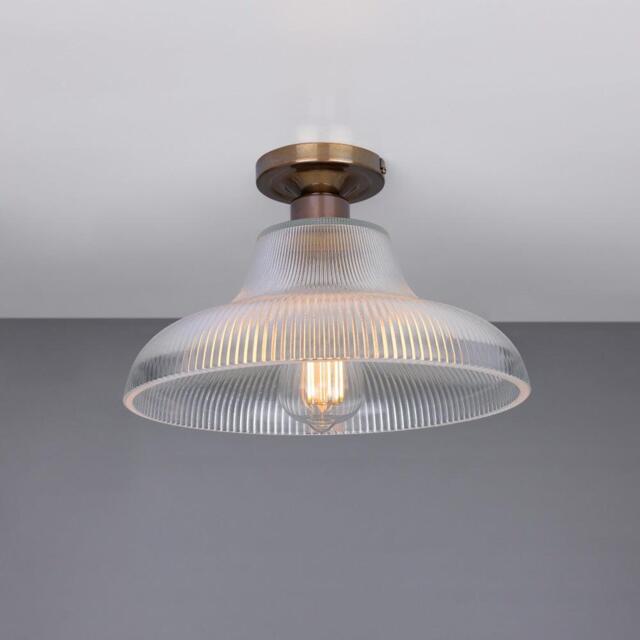 Mono Industrial Railway Flush Mount Light - Mullan Lighting, Antique Brass