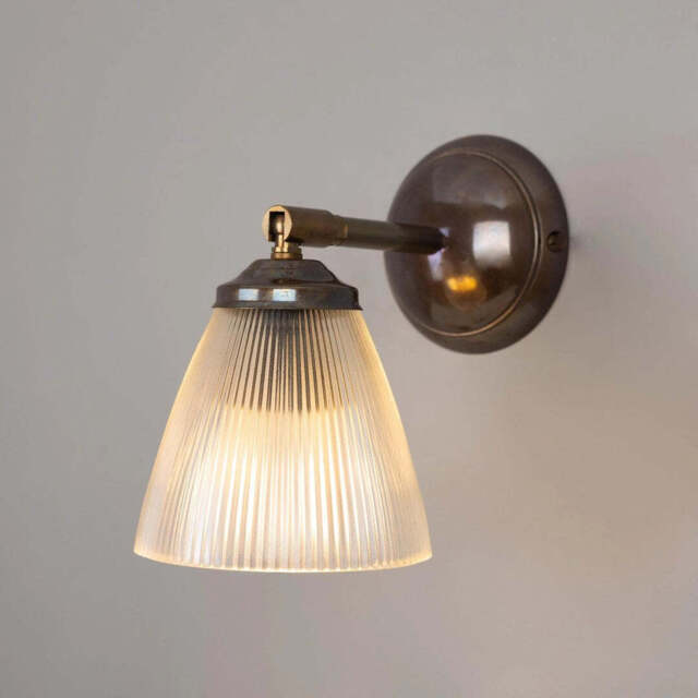 Gadar Art Deco Holophane Wall Light - Mullan Lighting - Antique Brass, Antique Brass