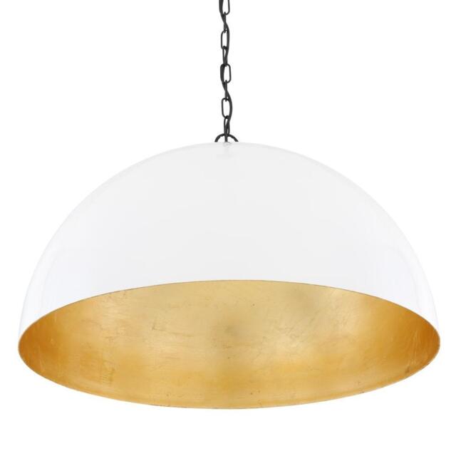 Goma Large White Dome and Gold Leaf Pendant Light, 200cm