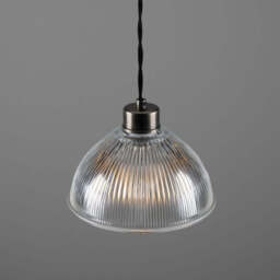 Boston Industrial Holophane Pendant Light - Mullan Lighting, 100cm / Antique Silver