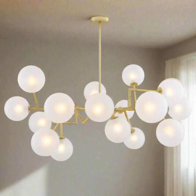 Athens Glass Globe Chandelier - Satin Brass - Mullan Lighting - image 1