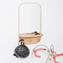 Oak Silent Butler Storage Mirror