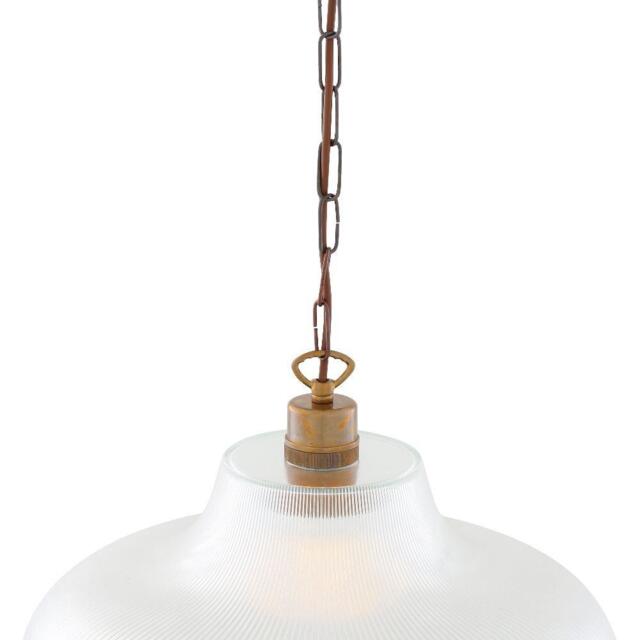 London Prismatic 40cm Railway Glass Pendant Light, Antique Brass / 100cm