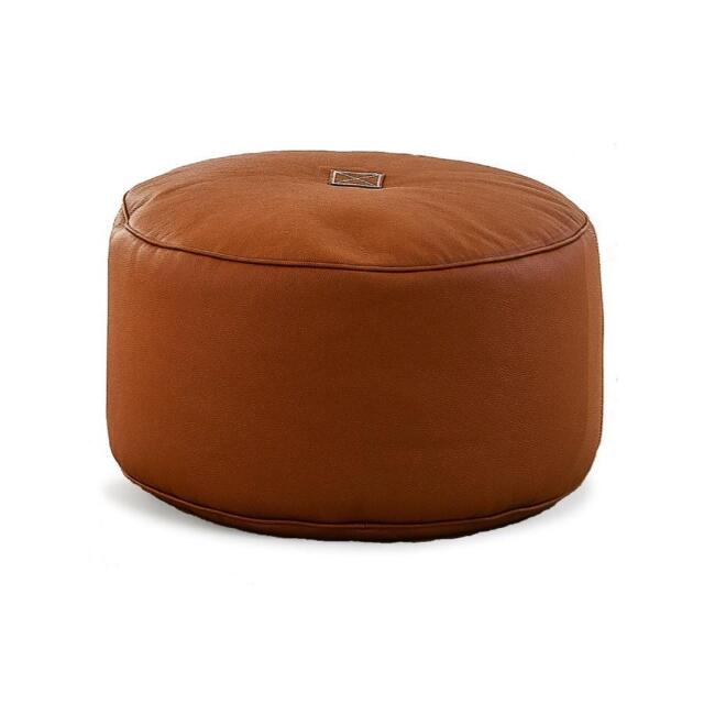Tiny Moon Leather Pouf - TRIMM Copenhagen, Cognac