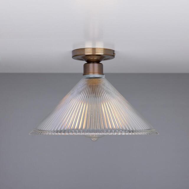 Hanoi Vintage Flush Ceiling Light - Mullan Lighting, Antique Brass