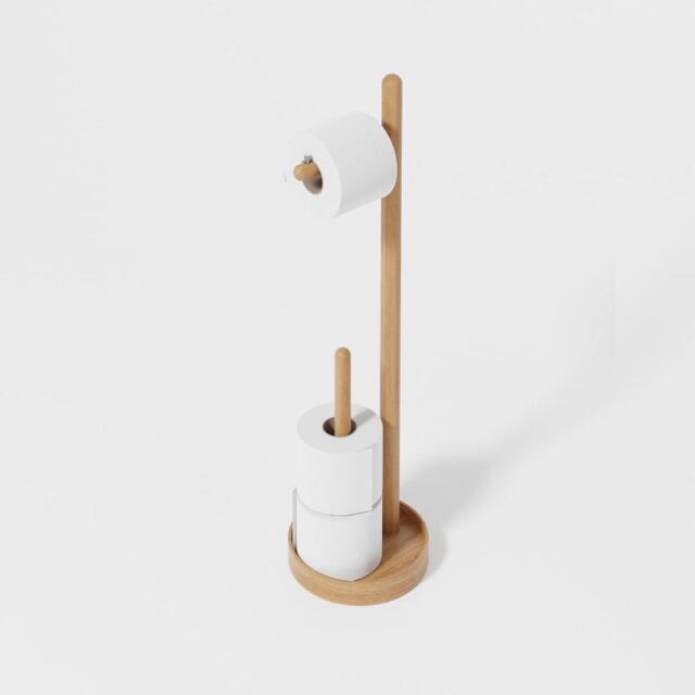 Yoku Freestanding Toilet Roll Holder - Natural Oak - Bathroom Accessories - image 1