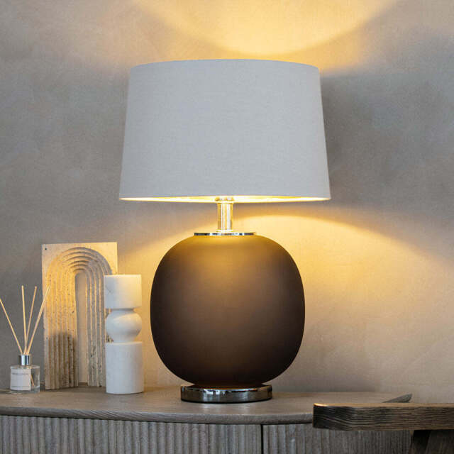 Tande Dark Table Lamp, With Soft Latte Shade