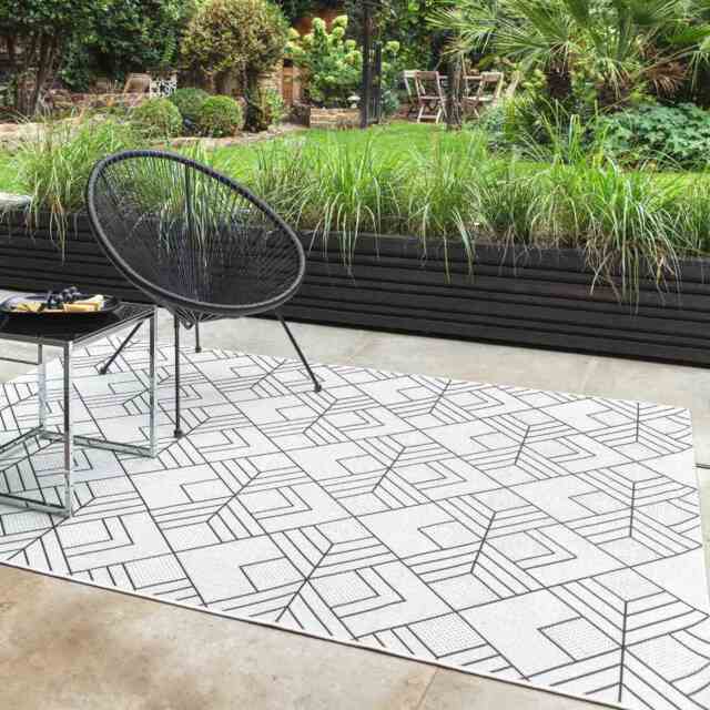 Art Deco Geometric Outdoor Rug, 120 x 170cm