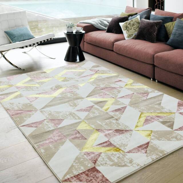 Metallic Geometric Print Rug - Pink, 120 x 170cm