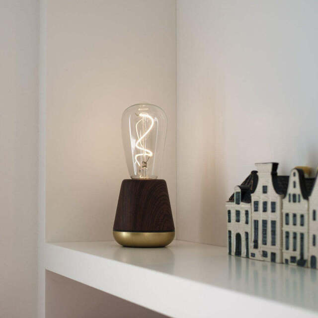 ONE Cordless LED Table Lamp, Walnut/Satin Brass