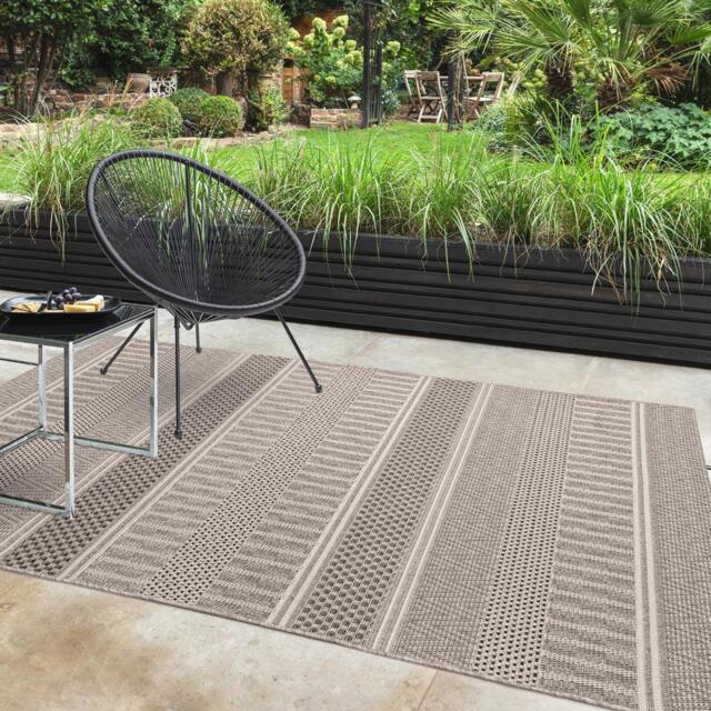 Striped Flat Weave Indoor / Outdoor Rug - Natural, 160 x 230cm