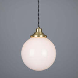 Gentry 25cm Opal Globe Pendant Light - Mullan Lighting, Satin Brass
