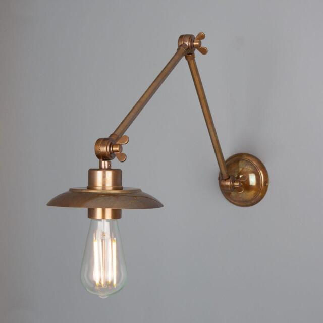 Reznor Adjustable Arm Bare Bulb Picture Light - Mullan Lighting, Antique Brass