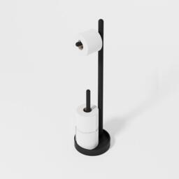 Yoku Freestanding Toilet Roll Holder - Dark Oak - Bathroom Accessories - thumbnail 1