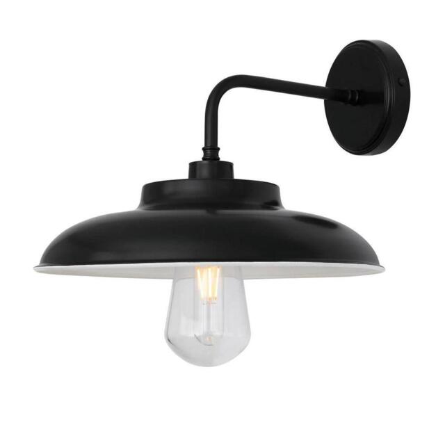 Darya Outdoor Wall Light - Mullan Lighting, Powder-Coated Matte Black / White Shade Inner / Opal