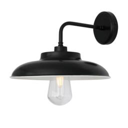 Darya Outdoor Wall Light - Mullan Lighting, Powder-Coated Matte Black / White Shade Inner / Opal