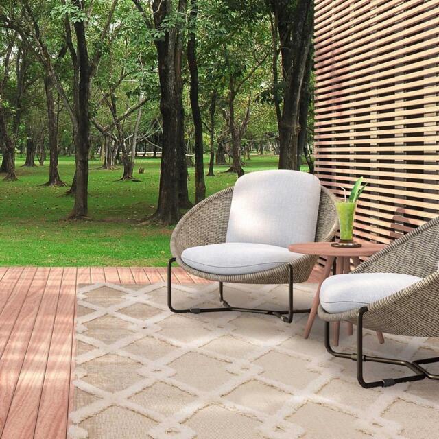 Diamond Print Indoor / Outdoor Rug - Natural Cream, 120 x 170cm