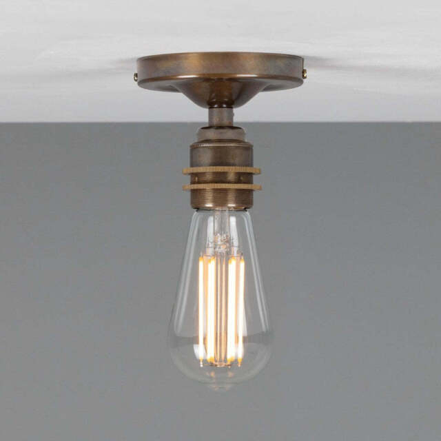 Bexter Vintage Flush Ceiling Light - Mullan Lighting, Antique Brass