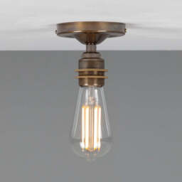 Bexter Vintage Flush Ceiling Light - Mullan Lighting, Antique Brass