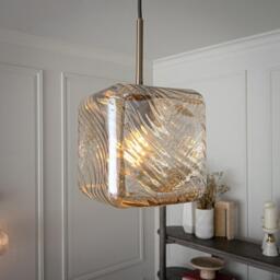 Astley Pendant in Dark Bronze, Fitting with Bulb & Kazan Shade