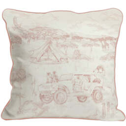Lyons Den Monkeys in a Jeep Cushion - Victoria Sanders, Baby Pink