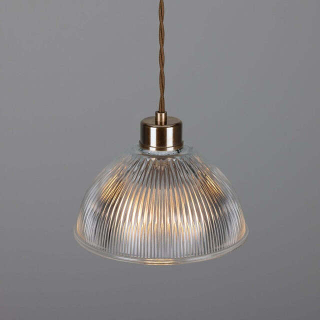 Boston Industrial Holophane Pendant Light - Mullan Lighting, 100cm / Antique Brass