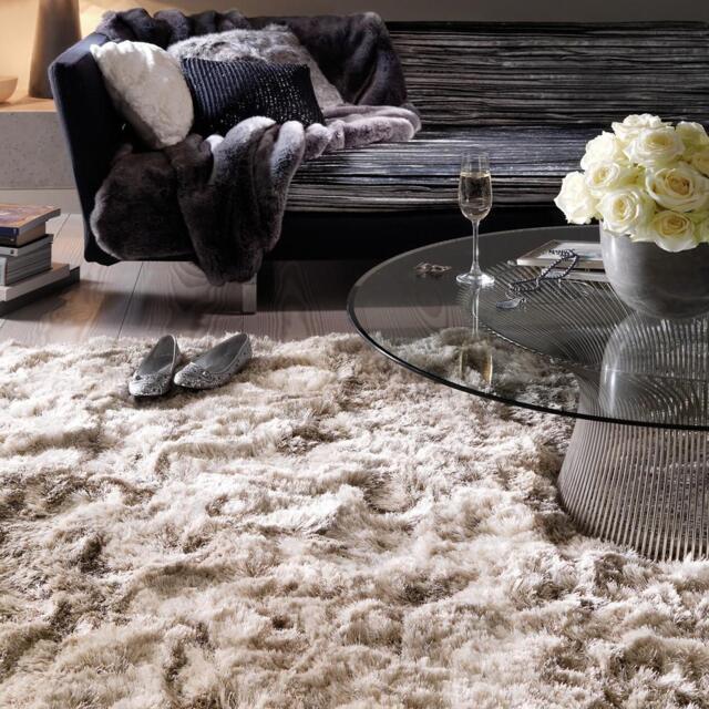 Plush Deep Pile Shaggy Rug - Sand, 120 x 170cm
