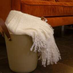 Sophia Faux Mohair Throw- Ivory - Lime Lace - thumbnail 2