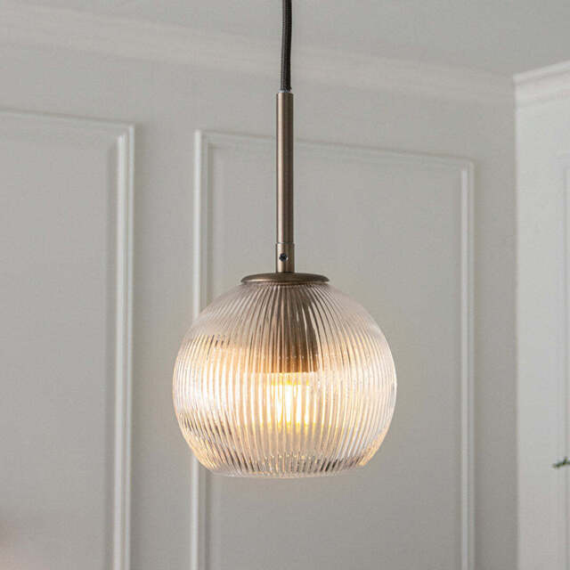 Astley Pendant in Brushed Muted Bronze, Fitting with Bulb & Ellyn Shade