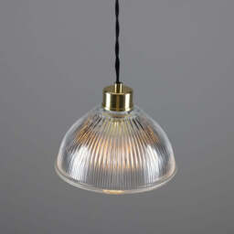 Boston Industrial Holophane Pendant Light - Mullan Lighting, 100cm / Polished Brass