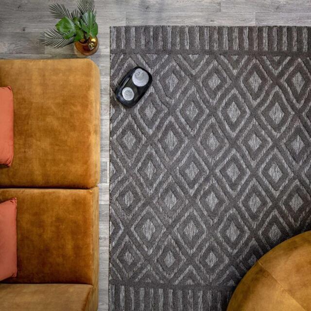 Geometric Diamonds Outdoor Rug - Charcoal, 120 x 170cm