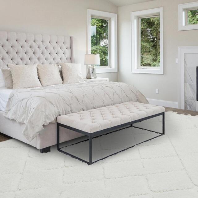 Moroccan Style Deep Pile Rug - Cream Diamonds, 120 x 170cm
