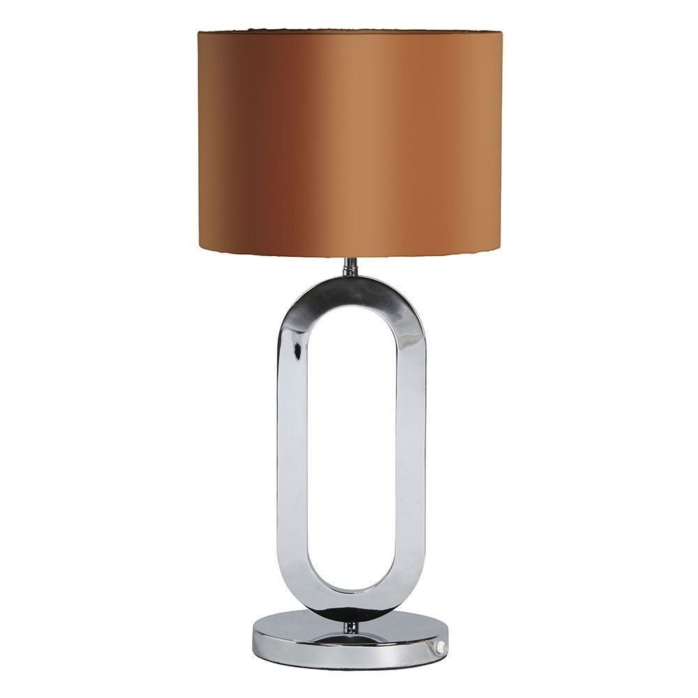 Oval 1 Light Table Lamp with Bronze Shade - Chrome