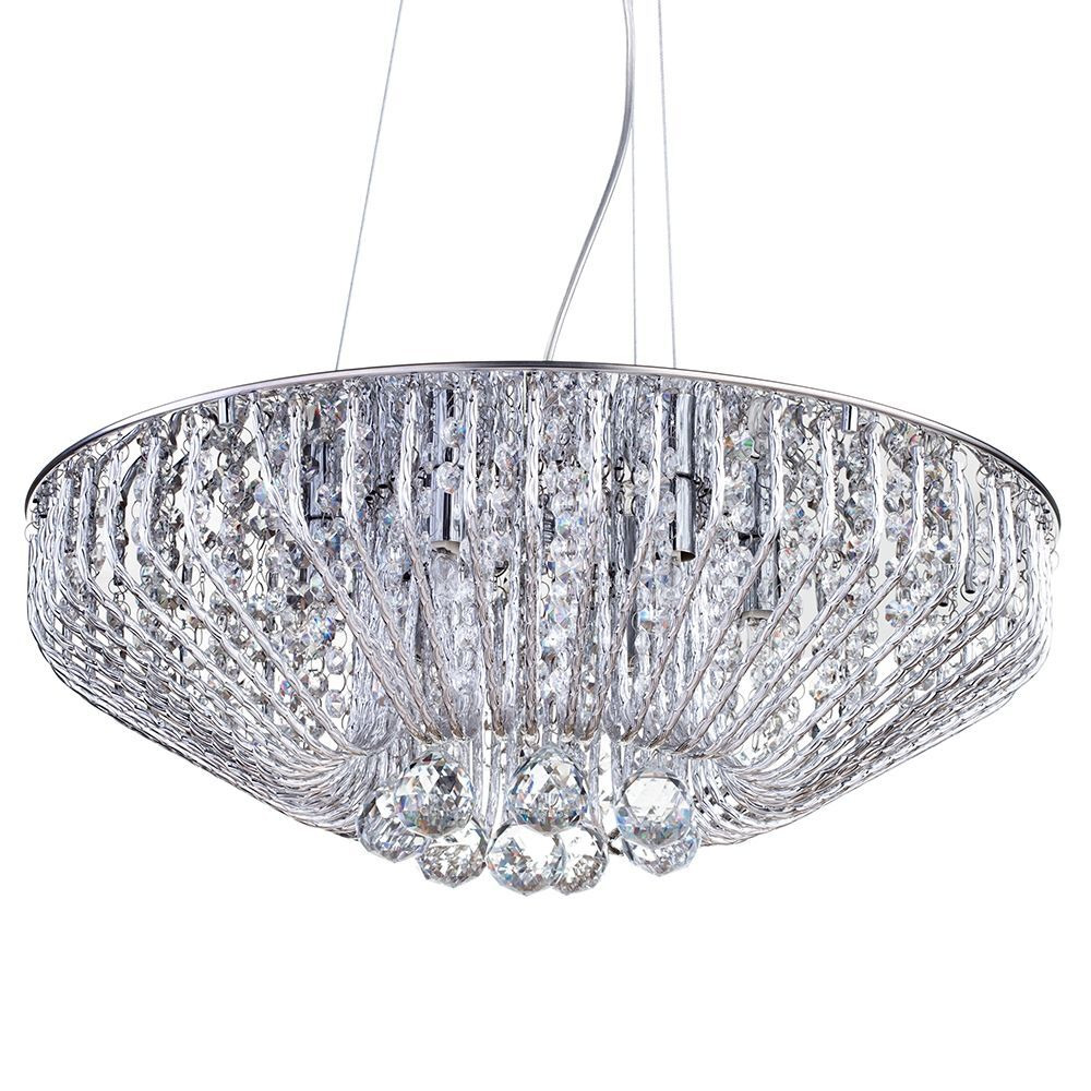 Visconte Brittany 6 Light Crystal Effect Ceiling Pendant - Chrome
