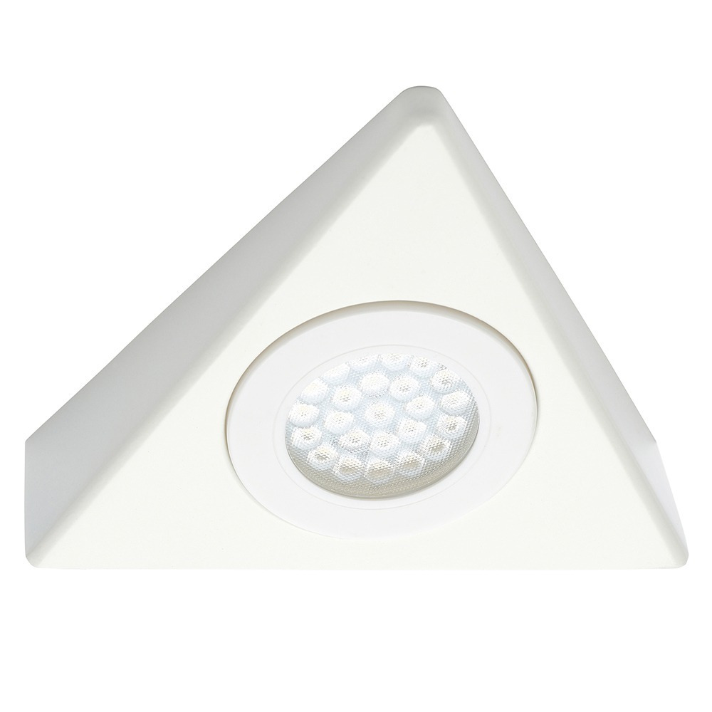 Buxton Kitchen 1.5 Watt LED Triangular Under Cabinet Light with Frosted Shade - White