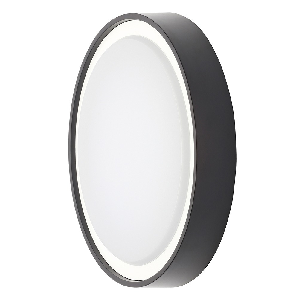 Newton 27cm Outdoor LED Round Flush Wall Light - Black