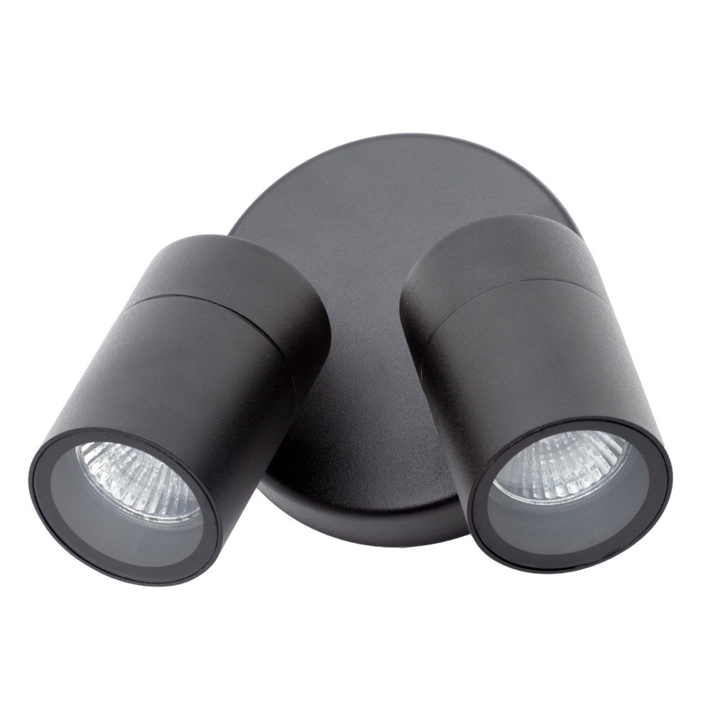 Kenn Twin Adjustable Outdoor 2 Light Wall Spotlight - Black