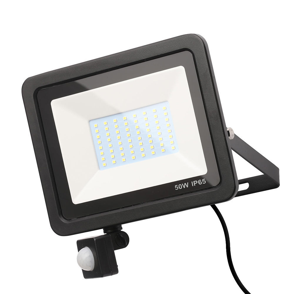 Langton Outdoor LED 50 Watt Slimline Wired Flood Light with PIR Sensor - Black