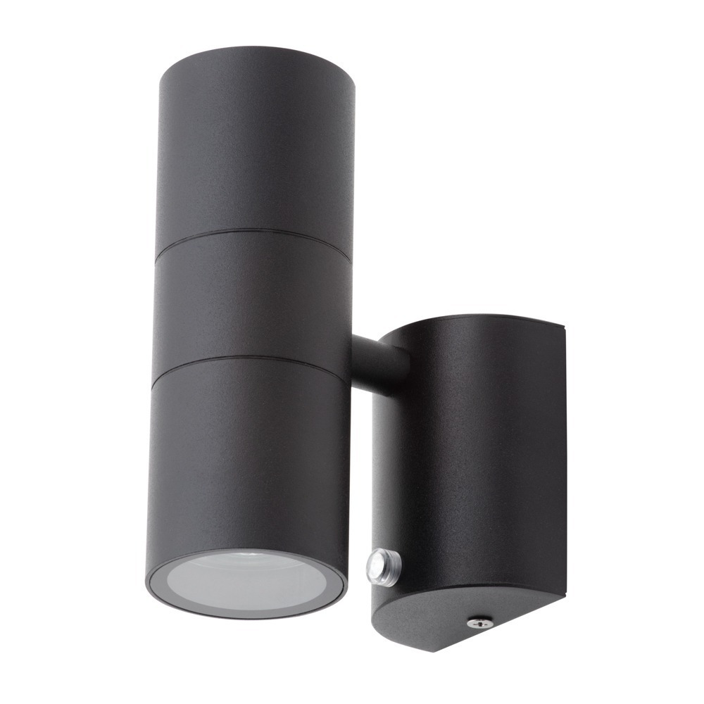 Kenn 2 Light Outdoor Up and Down Wall Light with Photocell - Black